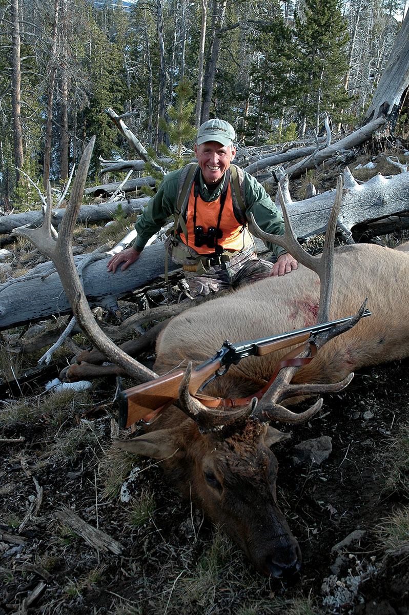 Wayne used a Model 336 in 32 Special to take this Wyoming elk. A 130-yard shot with metallic sights.